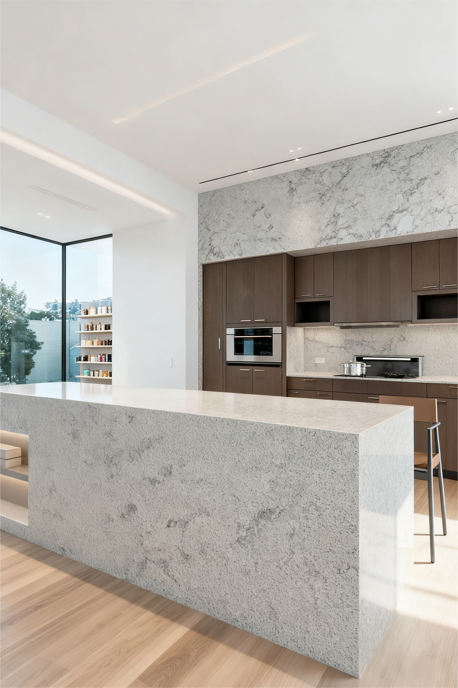 Hotel reception with quartz countertops | 配备石英石台面的酒店前台